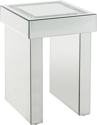 Mirrored Square Glass End Table with Sleek Sled Base by  Noralie
