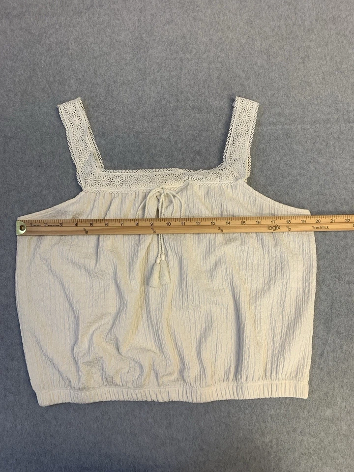 Derek Heart Sleeveless Top Women's XL Ivory Lace Straps Milkmaid Cottage Boho - Image 4 of 4