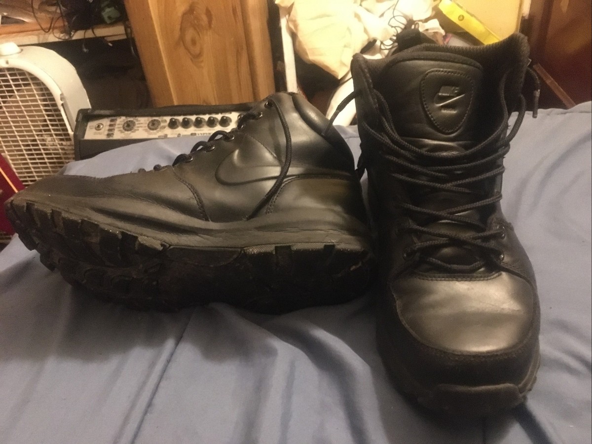 Nike Manoa Leather Boots Triple Black Water Resistant Shoes  display picture 2