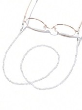 Transparent White Bohemian Beaded Eyeglass Chain Lanyard For Women