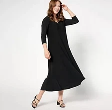 Attitudes By Renee Regular Como Jersey Godet Midi Dress Black Medium