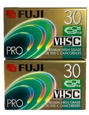 NEW Fujifilm Pro VHS-C Camcorder Premium Video Cassette Tapes 2-PK TC-30 Sealed