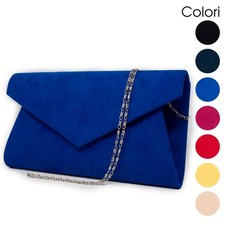 Pochette scamosciata elegante cerimonia donna borsetta a mano clutch bag grande