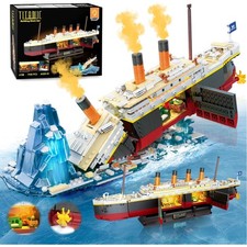 2-in-1 Titanic Bauspielzeug mit Licht, 1935Stück Titanic Schiff Modell Mini B...