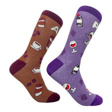 Women's AM Coffee PM Wine Socks Funny Vino Wine Lover Drinking Graphic Novelty