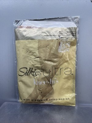 Vintage Silkies Ultra Knee Hi s Regular Sz Taupe Compression USA 2004 NOS