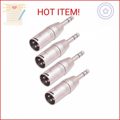 Smithok 4 Pack 1/4'' TRS to XLR Adapter, Balanced Quarter Inch 6.35mm Male to XLR