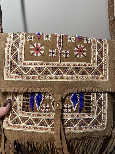 Embroidered Tan Crossbody Bag