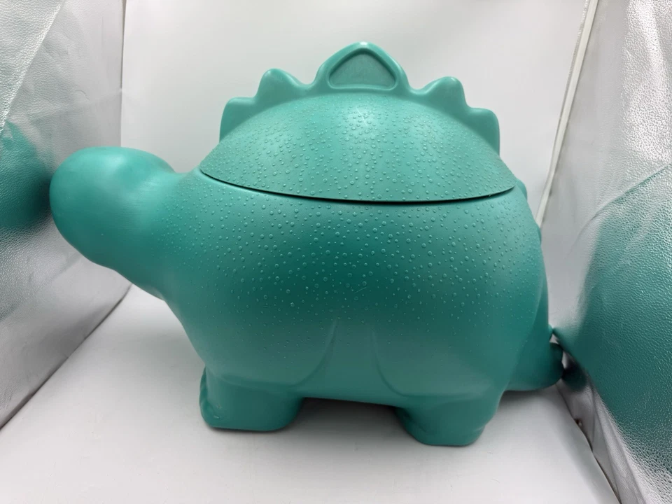 🌟Caja de juguetes vintage de dinosaurio de goma verde azulado para niños en interiores y exteriores 🌟 Foto 4 de 4
