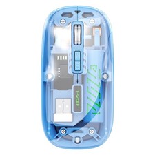 Wireless Bluetooth Mouse Dual Mode Rechargeable RGB Silent Transparent Blue