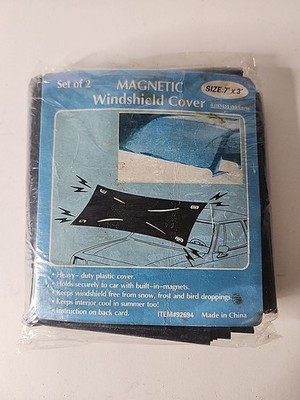 Vtg Car Windshield Snow Cover Outside Windproof Snowproof AntiFrost Ice 2 Pk New