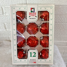 Vintage Holiday Time 12 Red MERCURY Glass Christmas Ornaments MADE IN USA