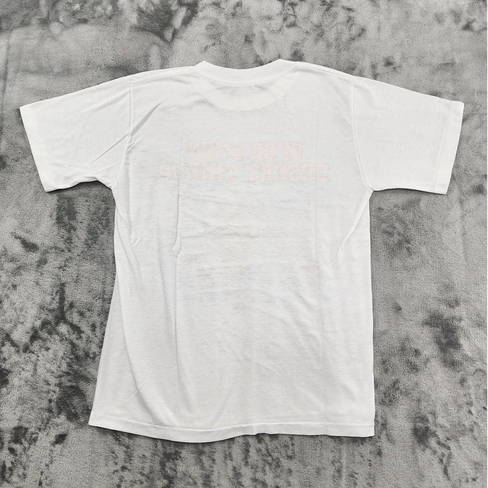 Camiseta de Colección Años 90 JVTs Top Mujer M Blanca Operación Escudo Desierto Gráfico Militar Foto 4 de 4