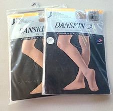 2 pair Y2K Danskin DANCE Legwear 1331 Sz B Lt Toast Ultra Shimmery Footed Tights