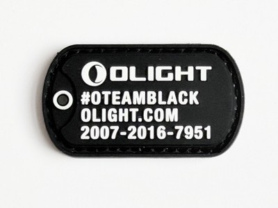 Olight Flashlight Team Black Patch - Rubber Hook and Loop - Promo Swag - New!