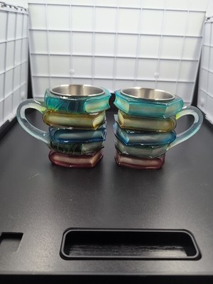 Book Bookish Mug Novelty 3d Painted Book Coffee Mug Unique Books Stack Set of 2