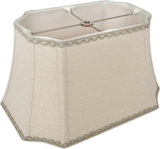 10'' H Linen Bell Lamp Shade Cut Corner Design with Lace Trim Rectangular 