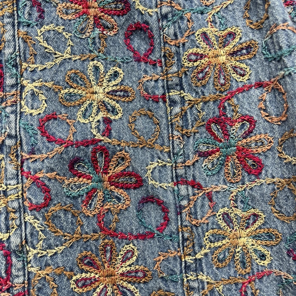 Chaqueta vaquera Coldwater Creek grande floral colorida bordada boho chic Foto 2 de 4