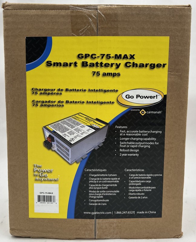 75 Amp Battery Charger 12 Volts 1 Battery Bank GPC-75-MAX