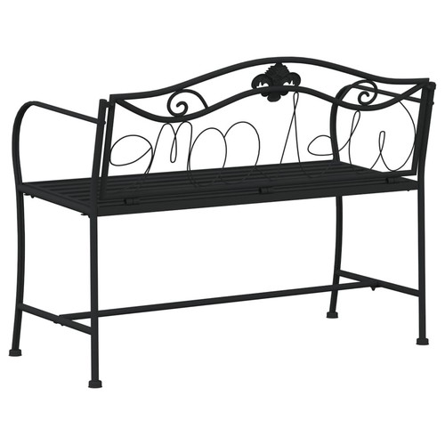 Garden Bench Lounge Seat Outdoor Chair Furniture 2-Seater Black Steel vidaXL - Picture 5 of 7