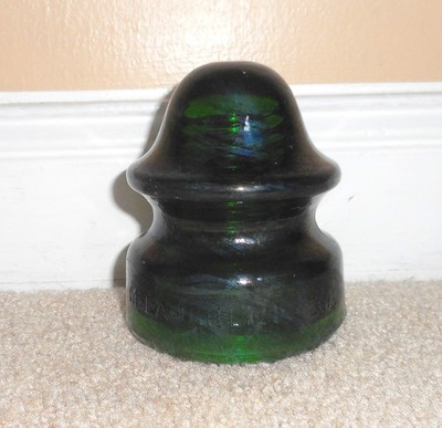DARK EMERALD GREEN CD 164 MCLAUGHLIN GLASS INSULATOR AS FOUND