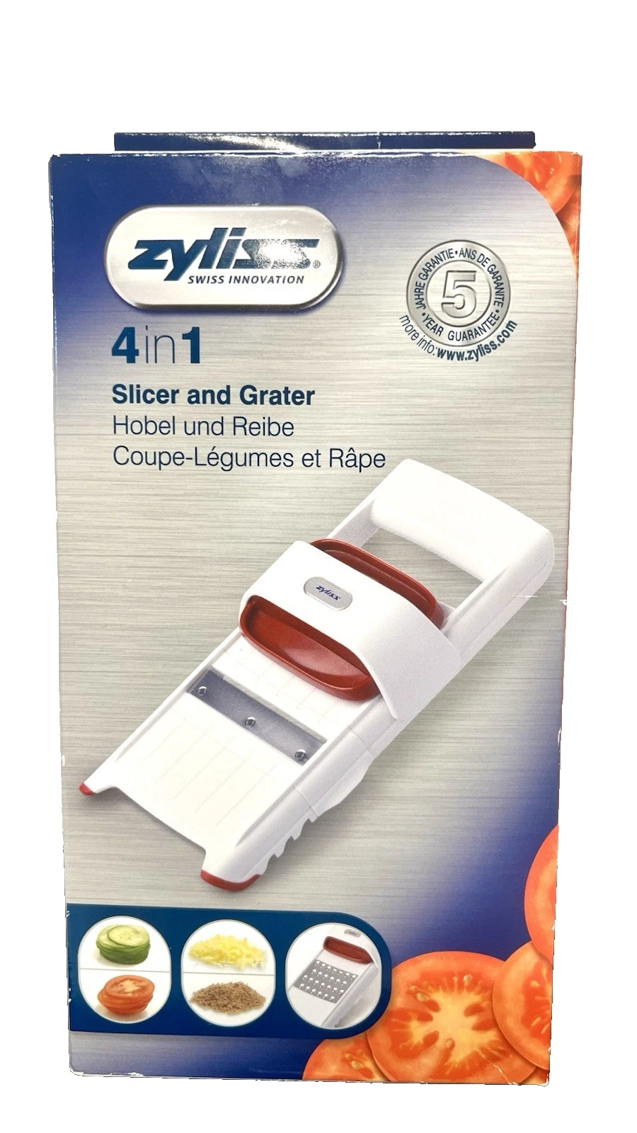 Zyliss 4 in 1 Slicer Grater Mandoline Adjustable Food Slicer Stainless Steel New