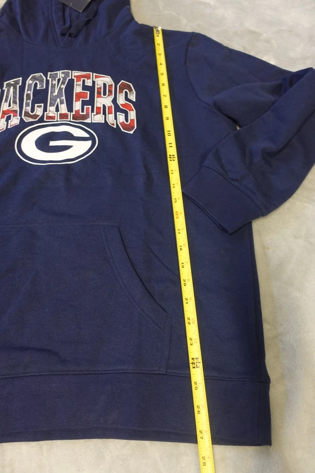 Green Bay Packers Mens XL Fanatics Blue Banner Wave Fitted Pullover Sweatshirt - Image 2 of 4