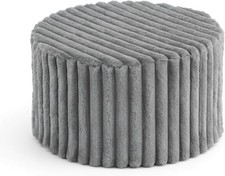 Round Stuffed Pouf Ottoman, Corduroy Poufs with High-Density Foam Filling and