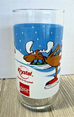 Krystal Merry Krys Moose 16oz Coca-Cola Drinking Glass/Tumbler