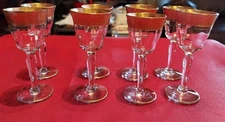 Antique/VTG Tiffin Franciscan Rambling Rose Optic Gold Rimmed Stemware 8