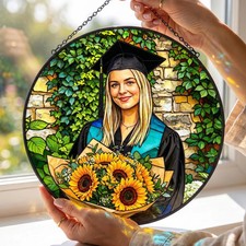 Personalized Photo Stained Glass Suncatcher Custom Picture Gift