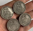 4PC 1870-1873-CC Seated Liberty Silver Half Dollar 50C High Grade