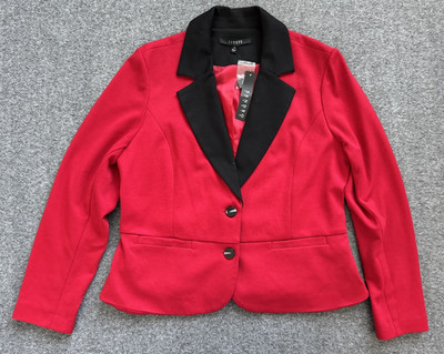 NWT Sandro Studio Red Black Contrast Collar Blazer Women's XL 2-Button Adaptive