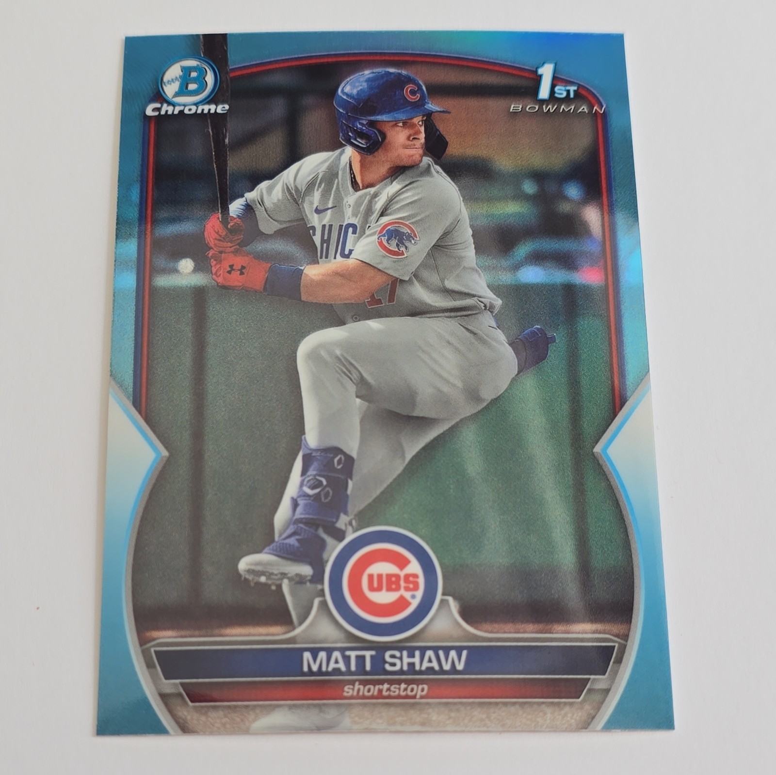 2023 Bowman Draft Matt Shaw Chrome Sky Blue Refractor 1st Prospect #BDC-33 Cubs