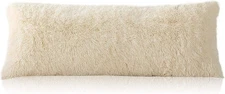 Reafort Long Hair Body Pillow Cover, Cream, 21 in x 54 in