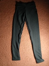 Black Textured Ankle Leggings Women s S Regular Stretch Knit Polyester Spandex