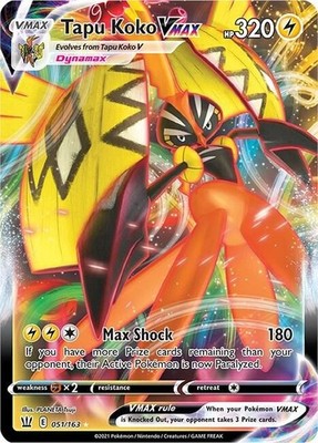 Pokemon Battle Styles Full Art Tapu Koko VMAX 051/163 - Near Mint (NM)