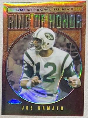 2002 Topps Chrome Joe Namath #JN3 Ring of Honor Refractor #12/100 Jersey Number