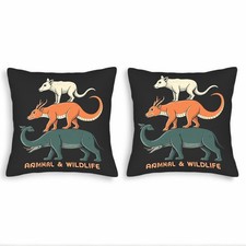 Set of 2 Decorative Throw Pillow Covers 18x18in - Fun Animal Wildlife Theme
