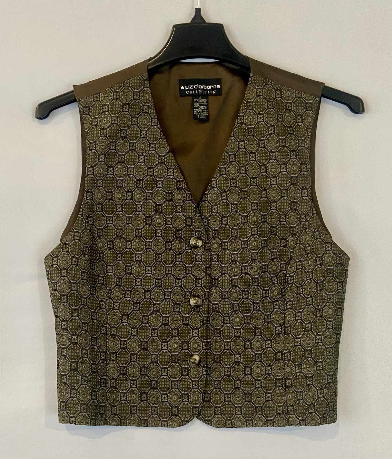 Vintage Liz Claiborne Collection  Women's Vest Size 6 Brown