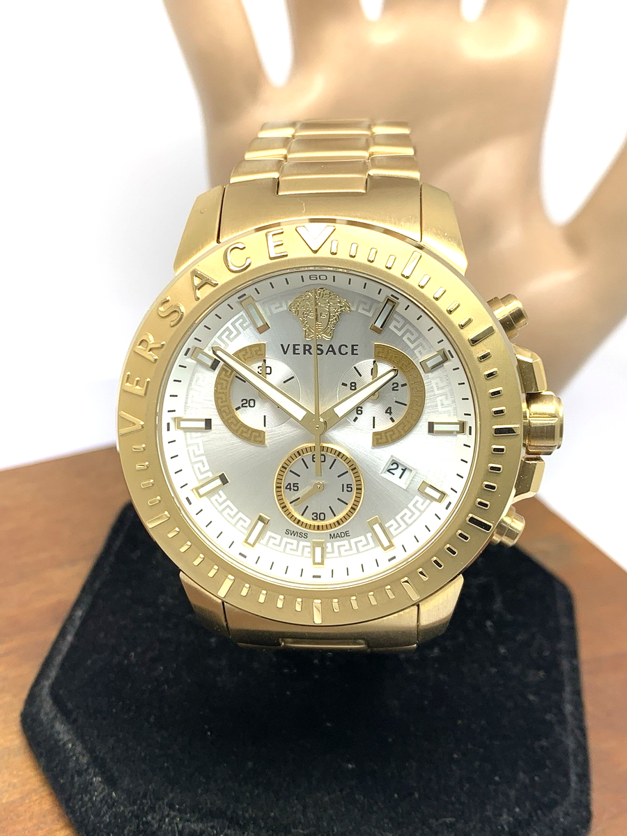 Versace Men's Watch VE2E00521 Swiss Quartz Chronograph Silver Dial