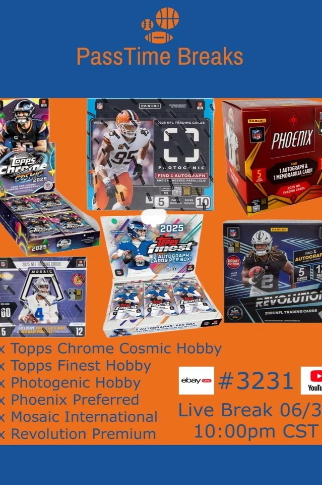 2025 TOPPS CHROME COSMIC FINEST FOOTBALL - 6x Box Hobby Mix BREAK 3231