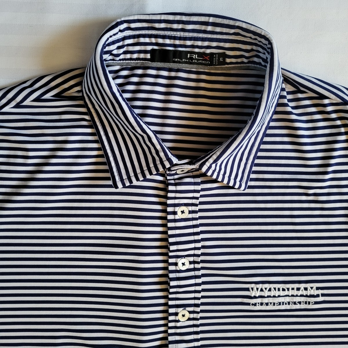 RLX Ralph Lauren ストライプ ポロシャツ RLX Ralph Lauren Golf Polo Shirt Mens XL White Navy Striped