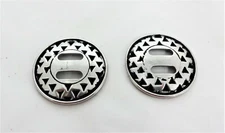 Pair Jeremiah Watt Rasp Slotted Conchos Floral Horse Tack Slots Stainless Steel 