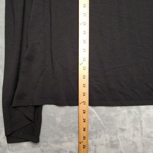 Alfani Sweater Women Sz 1X Black 100% Wool Open Front Cardigan Ribbed Minimalist - Picture 4 of 6
