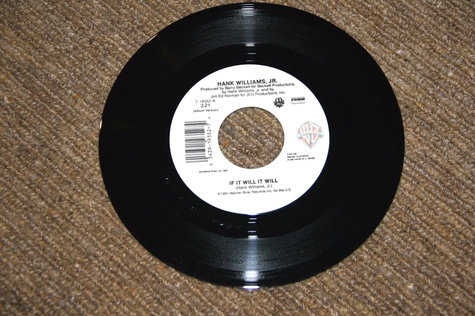 VINYL NEW 45 RECORD HANK WILLIAMS JR "IF IT WILL IT WILL" B/W "WON'T IT BE NICE" - Image 2 of 3