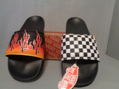 Size 10 or 11 Men's Vans Slide-on Sandals NEW! NIB*! Flame or Checkerboard