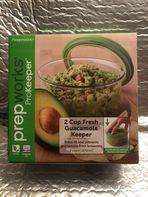 PrepWorks GUACAMOLE KEEPER Seals 2 Cups Hummus Salsa Dips Avocado BPA Free NEW
