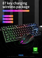 Wireless and Rechargeable RGB Keyboard and Mouse set for Office or Game