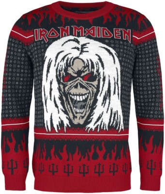 Bravado Men's Iron Maiden Holiday Sweater Christmas Jumper Heavy Metal Band 